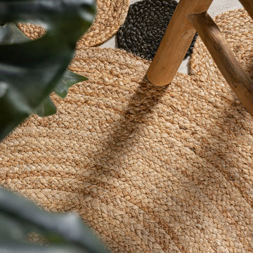 Ayana Two-tone Jute Hippy Circle Area Rug